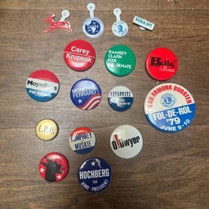 Vintage Collection 50s-80s Political Buttons Pinback Lot (set of 16)